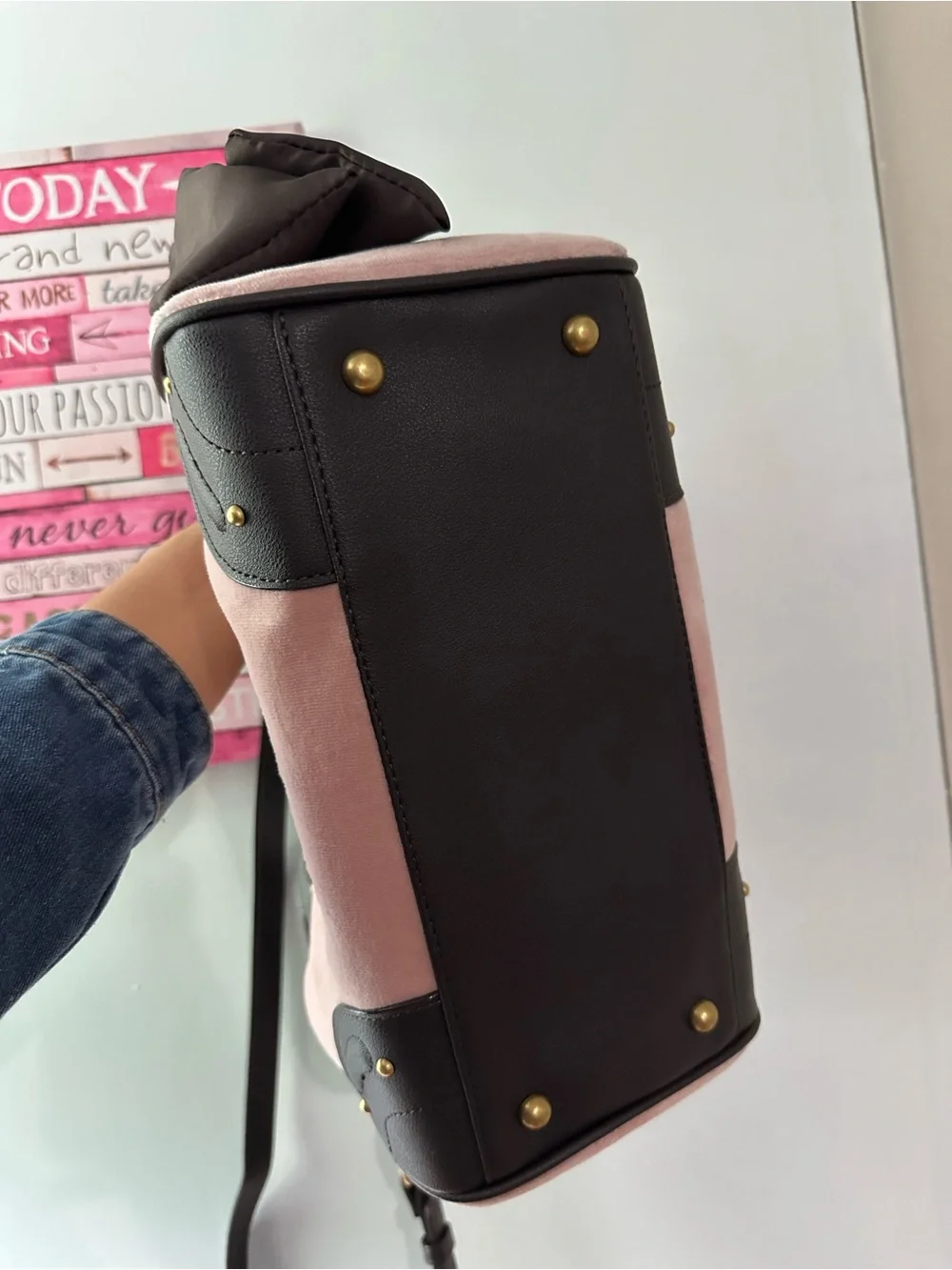 Juicy Couture Pink and Brown Logo Shoulder Bag with Heart Charm